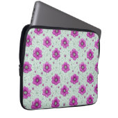 Rosa Blumenmuster mit Tröpfchen Laptopschutzhülle (Vorne Rechts)