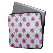 Rosa Blumenmuster mit Tröpfchen Laptopschutzhülle (Vorderseite Links)
