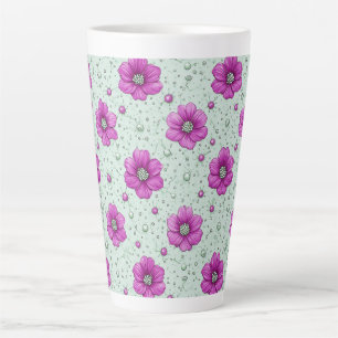 Rosa Blumenmuster mit Tröpfchen Milchtasse