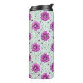 Rosa Blumenmuster mit Tröpfchen Thermosbecher (Nach links gedreht)