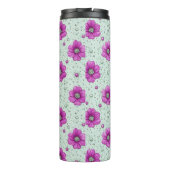 Rosa Blumenmuster mit Tröpfchen Thermosbecher (Rückseite)