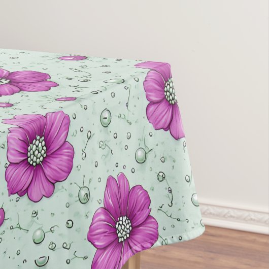 Rosa Blumenmuster mit Tröpfchen Tischdecke (Beispiel)