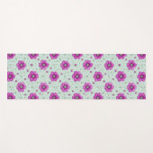 Rosa Blumenmuster mit Tröpfchen Yogamatte (Vorderseite (Horizontal))