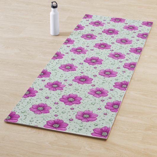 Rosa Blumenmuster mit Tröpfchen Yogamatte (Beispiel)