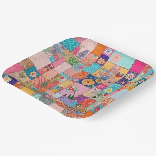 Rosa Blumenmuster-Muster Pappteller (Gewinkelt)