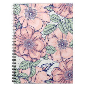 Rosa Blumenmuster   Notizbuch Journal Notizblock