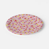 Rosa Blumenmuster Pappteller (Schrägansicht)