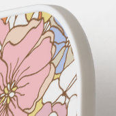 Rosa Blumenmuster Personalisierter Name Cute Pickleball Schläger (Linke Seite)