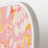 Rosa Blumenmuster Personalisierter Name Niedlich Pickleball Schläger (Linke Seite)