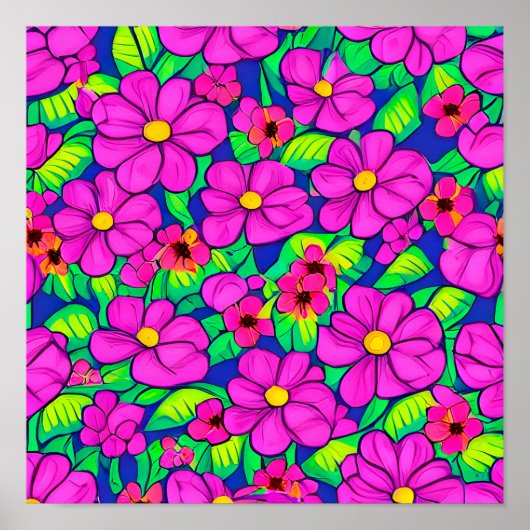 Rosa Blumenmuster Poster (Vorne)