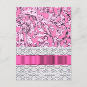 Rosa Blumenmuster Postkarte