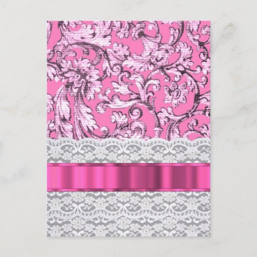 Rosa Blumenmuster Postkarte (Vorderseite)