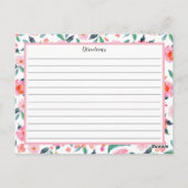 Rosa Blumenmuster Rezeptkarte Postkarte (Rückseite)