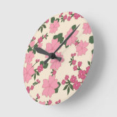 Rosa Blumenmuster Runde Wanduhr (Winkel)