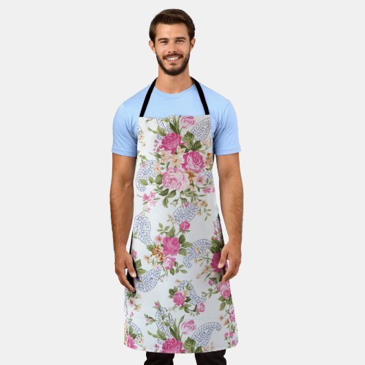 Rosa Blumenmuster Schürze (Getragen)
