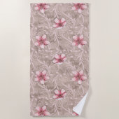 Rosa Blumenmuster Strandtuch (Vorderseite)