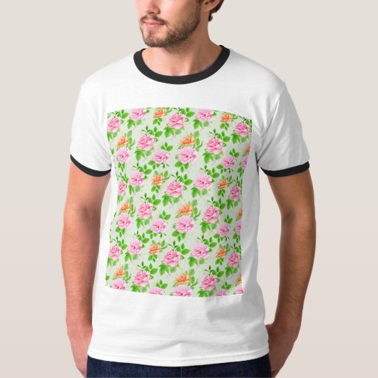 Rosa Blumenmuster T-Shirt (Vorderseite)