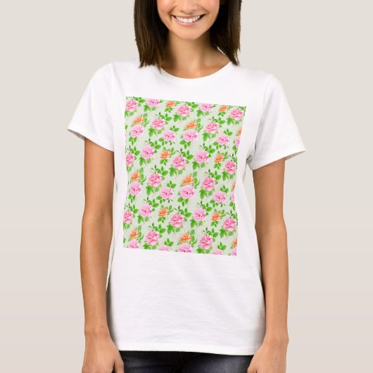 Rosa Blumenmuster T-Shirt (Vorderseite)