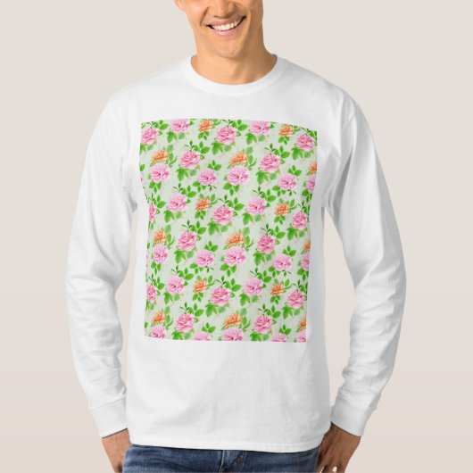 Rosa Blumenmuster T-Shirt (Vorderseite)