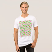 Rosa Blumenmuster Tri-Blend Shirt (Vorderseite voll)
