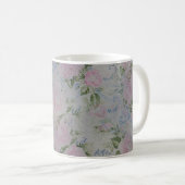 Rosa Blumenmuster Vintage Kaffeetasse (VorderseiteRechts)