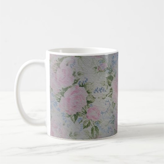 Rosa Blumenmuster Vintage Kaffeetasse (Links)