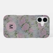 Rosa Blumenmuster Vintage Monogramm iPhone 16 Hülle (Rückseite (Horizontal))