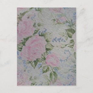 Rosa Blumenmuster Vintage Postkarte