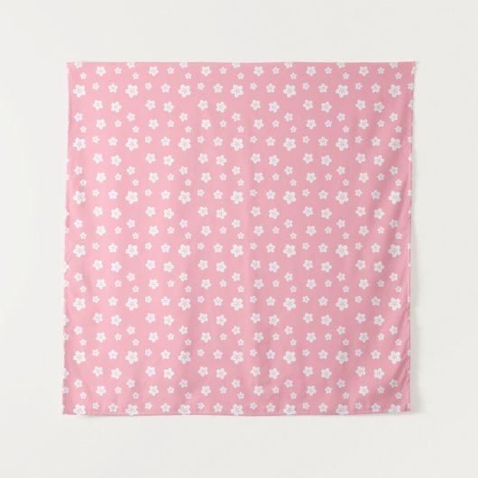 Rosa Blumenmuster Wandteppich (Vorderseite (Horizontal))