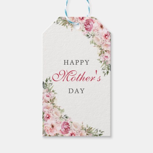 Rosa Blumenmutter-Tag Brunch Party Geschenkanhänger (Vorderseite)