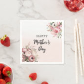 Rosa Blumenmutter-Tag Brunch Party Serviette (Beispiel)