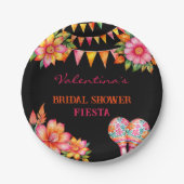 Rosa Blumenorange Orange Brautparty Pappteller (Vorderseite)