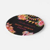 Rosa Blumenorange Orange Brautparty Pappteller (Schrägansicht)