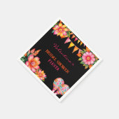 Rosa Blumenorange Orange Brautparty Serviette (Ecke)