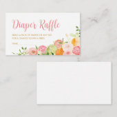 Rosa Blumenorange Zitrusfrüchte-Windeln Begleitkarte (Vorne/Hinten)