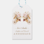 Rosa Blumenpampas Gras getrocknete Palmen Blätter Geschenkanhänger (Rückseite)