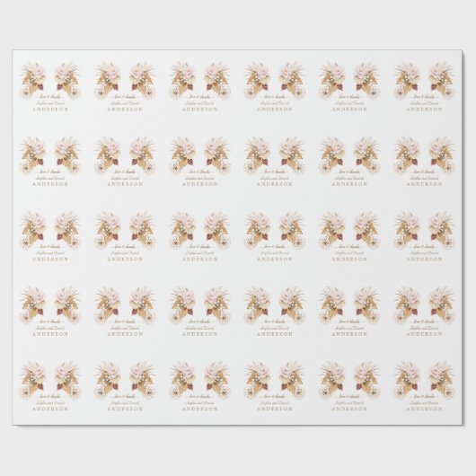 Rosa Blumenpampas Gras getrocknete Palmen Blätter  Geschenkpapier (Flach)