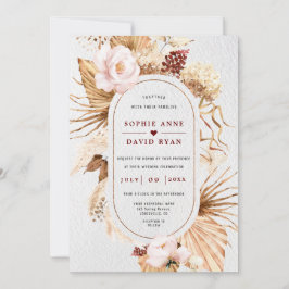 Rosa Blumenpampas Graspalme Blätter in einem Einladung