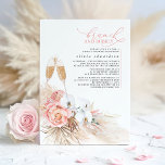 Rosa Blumenpampen Grass Brunch und Bubbly Einladung<br><div class="desc">Weiße Orchideen,  rosa Rosen,  getrocknete tropische Vegetation,  pampas Gras eleganter Brunch und Brause-Brause-Einladungen</div>