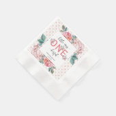 Rosa Blumenpapier 1. Geburtstag geprägt Serviette (Ecke)