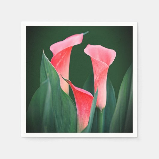 Rosa Blumenpapier-Partyservietten Serviette (Vorderseite)