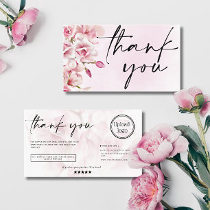 Rosa Blumenpastellschrift Logo für die Bestellung Visitenkarte