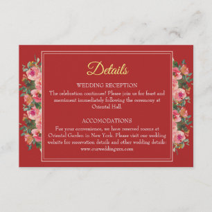 Rosa Blumenperle Moderne chinesische Hochzeitsdeta Begleitkarte