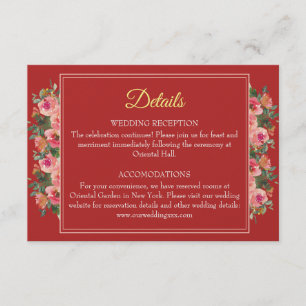 Rosa Blumenperle Moderne chinesische Hochzeitsdeta Begleitkarte