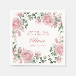 Rosa Blumenplatte Rose 1. Geburtstag Party Tafel Serviette