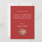 Rosa Blumenpony Rot Moderne chinesische Hochzeit Dankeskarte (Rückseite)