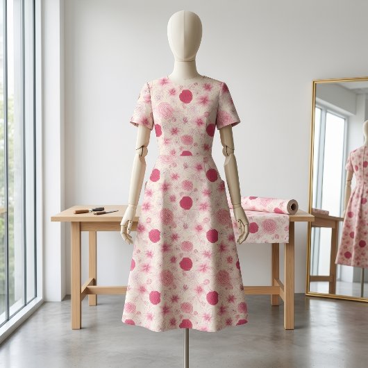 Rosa Blumenprint Klassischer Stoff