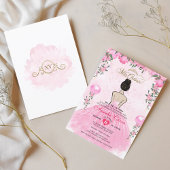 Rosa BlumenPrinzessin Mis Quince Quinceañera Einladung