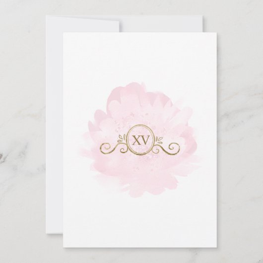 Rosa BlumenPrinzessin Mis Quince Quinceañera Einladung (Rückseite)