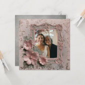 Rosa Blumenrahmen aus Oma-Foto Karte (Vorderseite/Rückseite Beispiel)